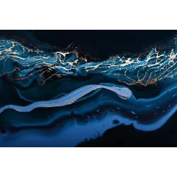 Fototapeta Fluid Art – Abstrakcyjna Fala ze Złotymi Akcentami