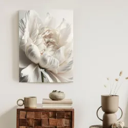 Plakat Kwitnąca Piwonia – Białe Kwiaty w Botanicznym Detalu