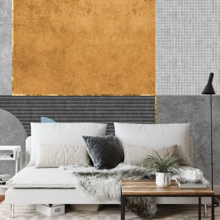 Fototapeta Gold Geometric – Abstrakcyjny Wzór z Metalicznymi Akcentami