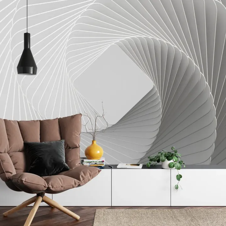 Fototapeta Abstrakcja Geometryczna – Minimalistyczne Karty w Bieli i Szarości