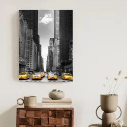 Plakat Czarno Ulica Nowego Jorku – Manhattan i Żółte Taksówki