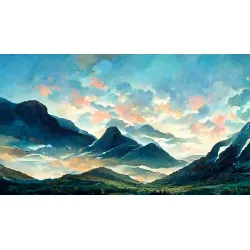 Fototapeta Fairy Land – Górski Krajobraz z Mgłą nad Dolinami
