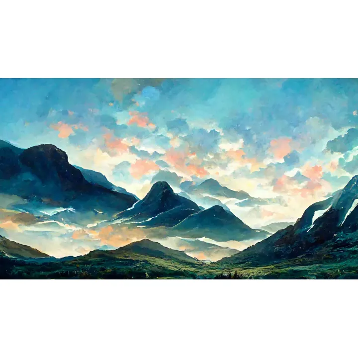 Fototapeta Fairy Land – Górski Krajobraz z Mgłą nad Dolinami – produkt