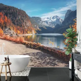Fototapeta Jezioro Grundlsee – Jesienny Krajobraz Alp i Szlaki Górskie