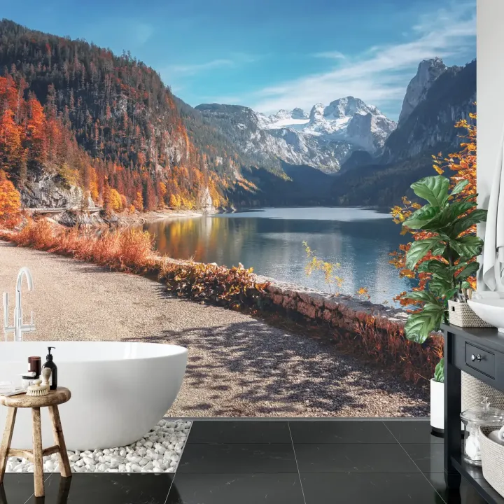 Fototapeta Jezioro Grundlsee – Jesienny Krajobraz Alp i Szlaki Górskie