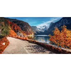 Fototapeta Jezioro Grundlsee – Jesienny Krajobraz Alp i Szlaki Górskie