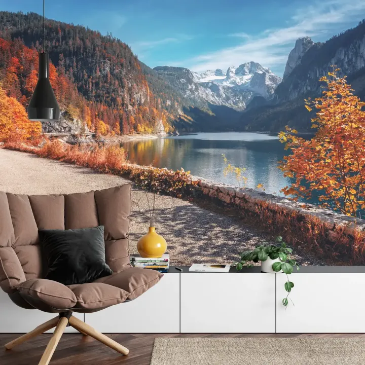 Fototapeta Jezioro Grundlsee – Jesienny Krajobraz Alp i Szlaki Górskie