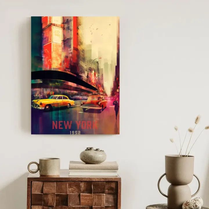 Plakat Abstrakcyjny Malunek – Ulica w Nowym Jorku z Banerami