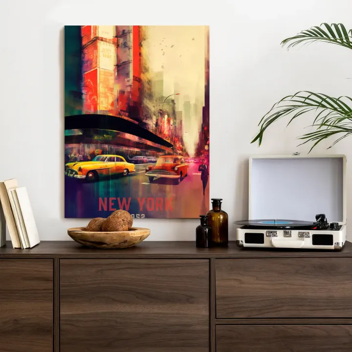Plakat Abstrakcyjny Malunek – Ulica w Nowym Jorku z Banerami