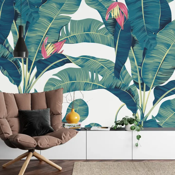 Fototapeta Botanical – Tropikalny Wzór z Liśćmi Palmowymi