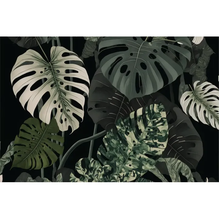 Fototapeta Botaniczny Maksymalizm – Liście Monstery w Zielonym Kontraście – produkt