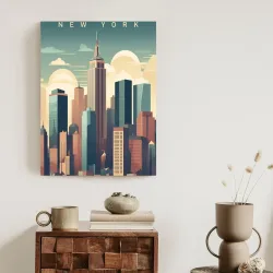 Plakat Wieżowce Nowego Jorku – Skyline Manhattanu o Zachodzie Słońca