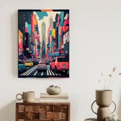 Plakat Kolorowe Auta – Abstrakcja Nowego Jorku