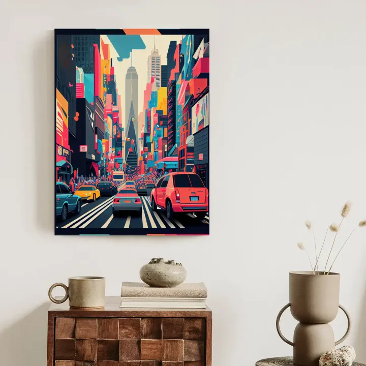 Plakat Kolorowe Auta – Abstrakcja Nowego Jorku