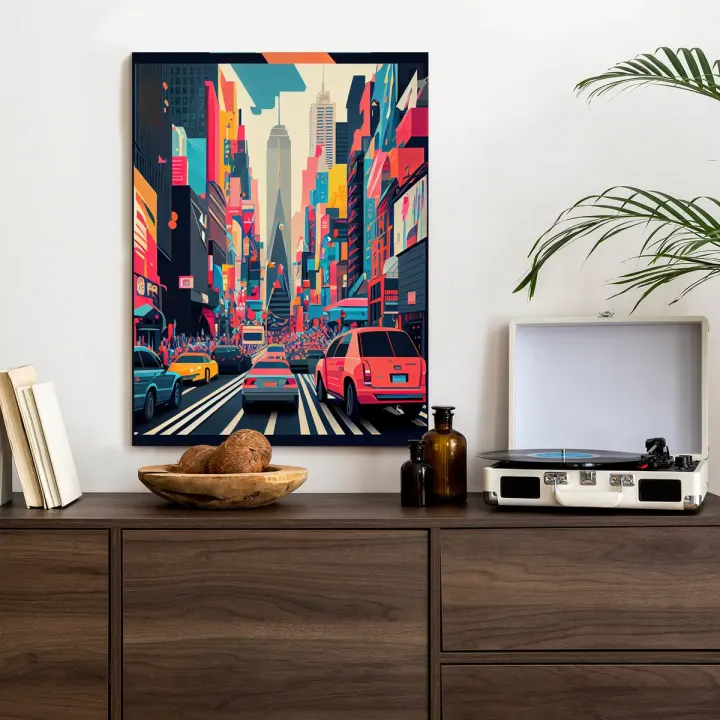 Plakat Kolorowe Auta – Abstrakcja Nowego Jorku