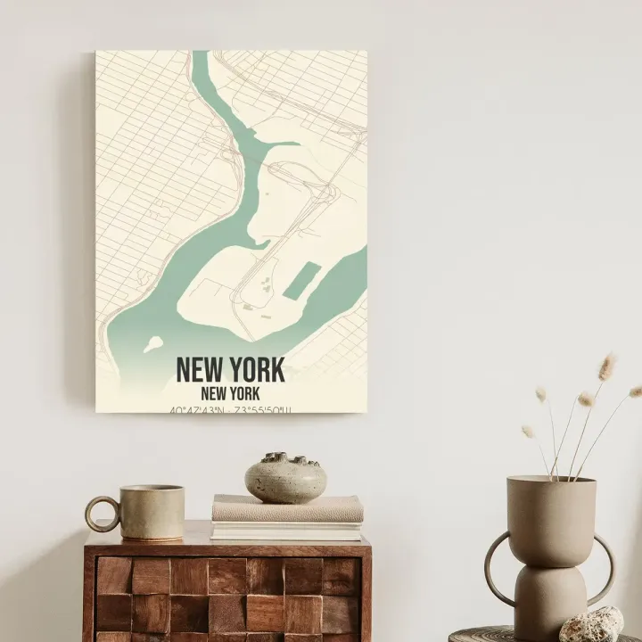 Plakat Nowy Jork – Mapa Manhattanu w Stylu Retro