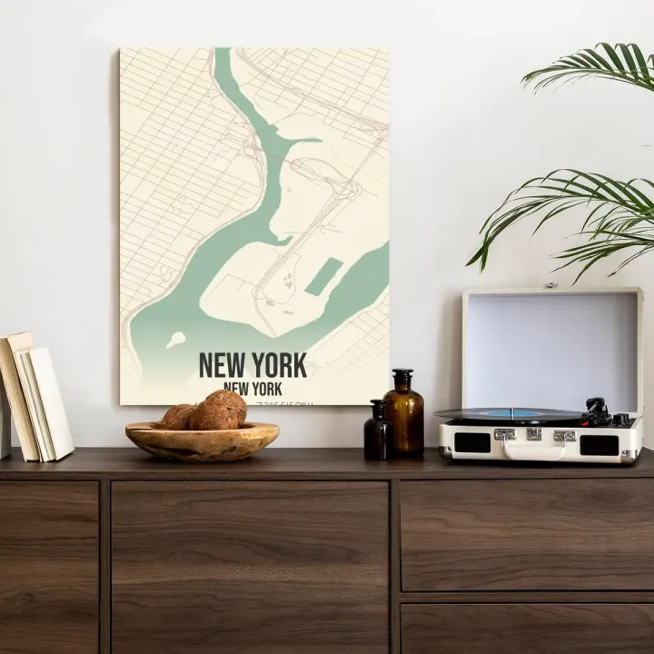 Plakat Nowy Jork – Mapa Manhattanu w Stylu Retro