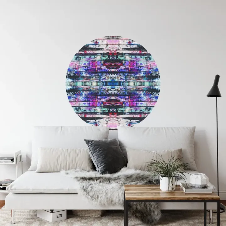 Fototapeta Okrągła – Abstrakcja Geometryczna w Psychodelicznych Barwach