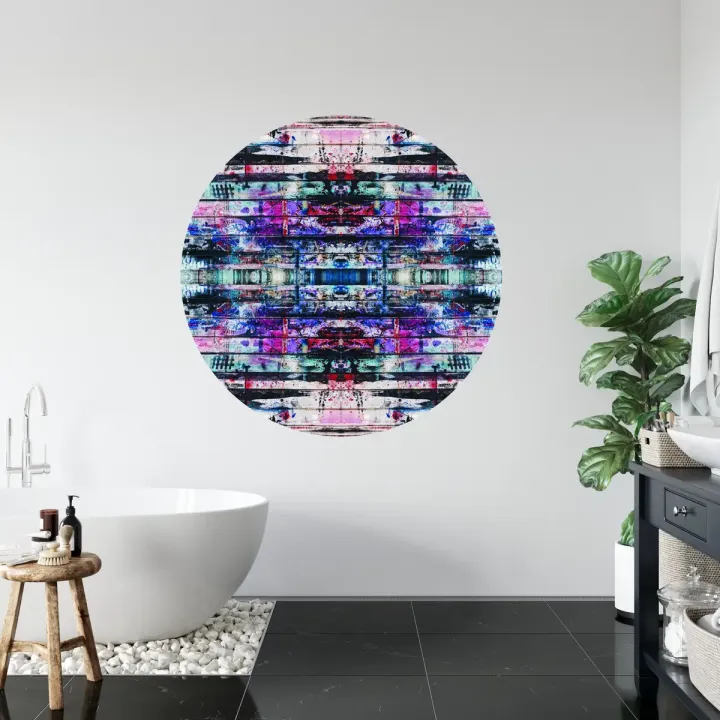 Fototapeta Okrągła – Abstrakcja Geometryczna w Psychodelicznych Barwach