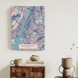 Plakat Manhattan – Mapa Nowego Jorku w Stylu Vintage