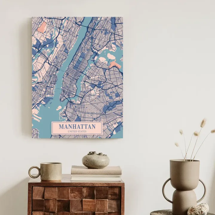 Plakat Manhattan – Mapa Nowego Jorku w Stylu Vintage