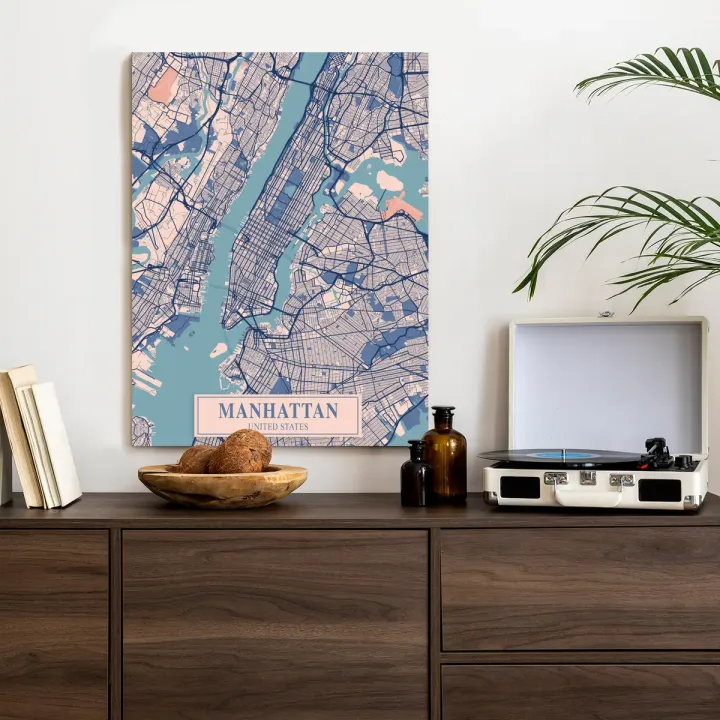 Plakat Manhattan – Mapa Nowego Jorku w Stylu Vintage