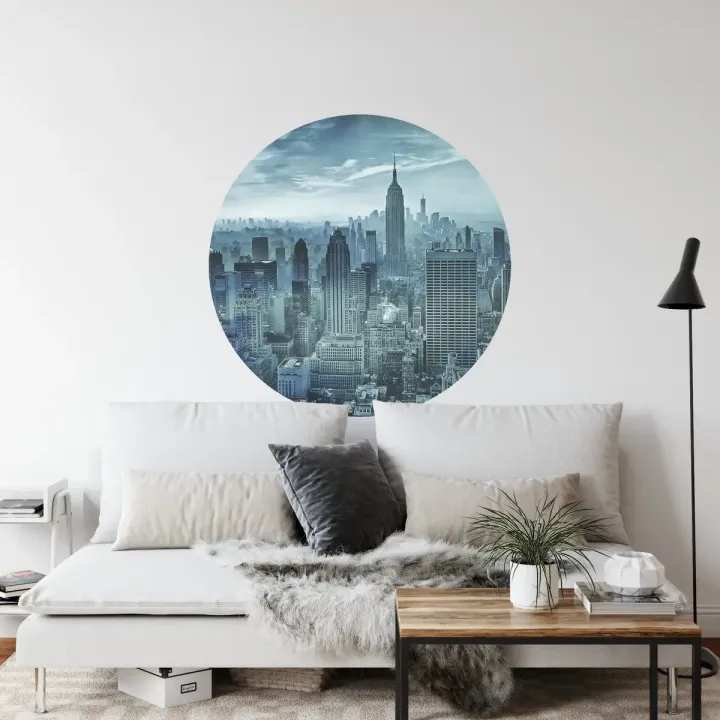 Fototapeta Okrągła Hazy Gotham – Nocny Skyline Manhattanu