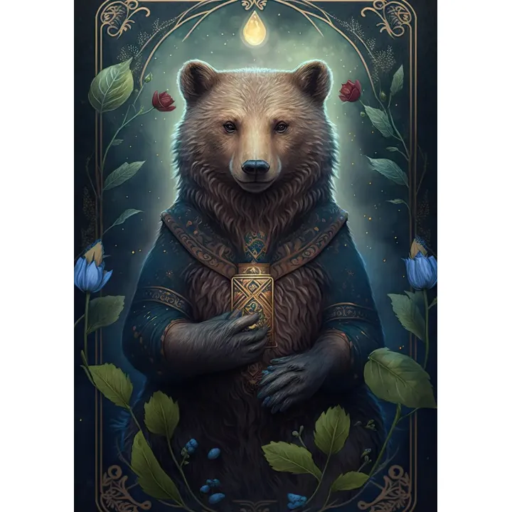 Plakat Fantasy – Niedźwiedź w Stroju w Leśnej Magii