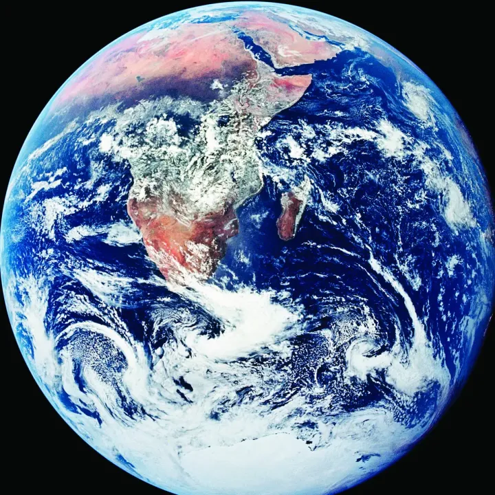 Fototapeta Okrągła Niebieski Marmur – Planeta Ziemia z Kosmosu – produkt