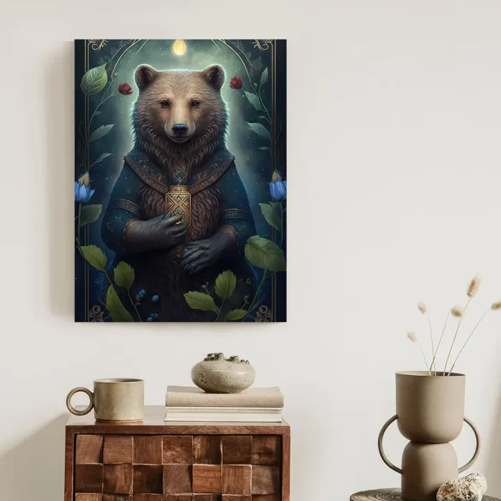 Plakat Fantasy – Niedźwiedź w Stroju w Leśnej Magii