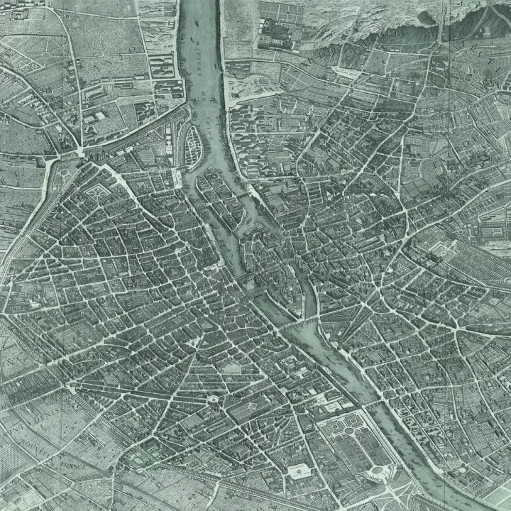 Fototapeta Okrągła Mapa Paryża – Kartografia nad Sekwaną – produkt