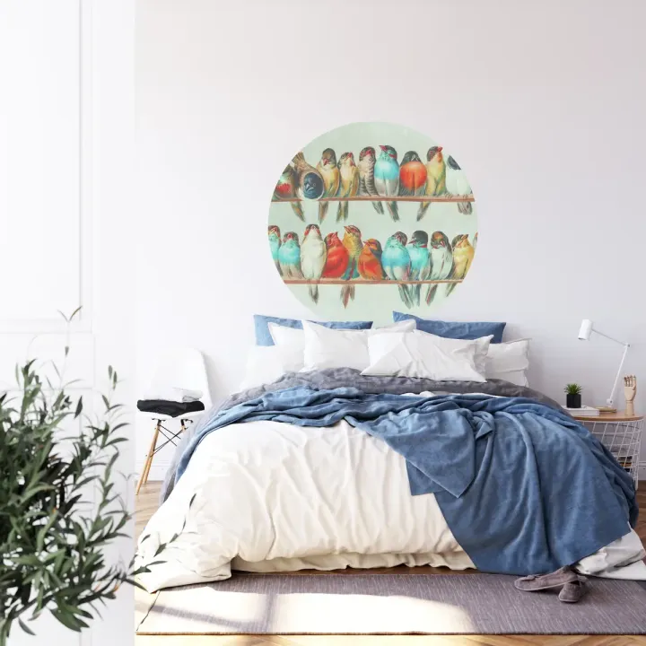 Fototapeta Okrągła Poranna Odprawa – Kolorowe Ptaki w Naturze