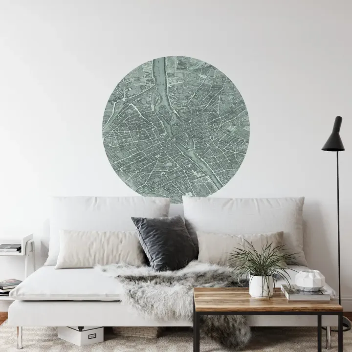 Fototapeta Okrągła Mapa Paryża – Kartografia nad Sekwaną