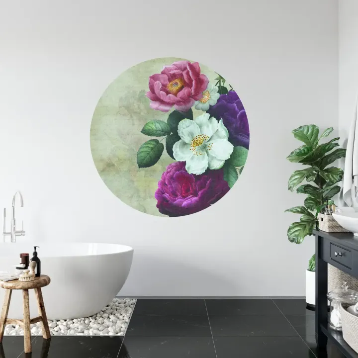 Fototapeta Rycina Botaniczna – Styl Vintage z Różami i Kwiatami