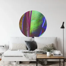 Fototapeta Okrągła Liść Bananowca – Abstrakcja Geometryczna i Zielony Akcent