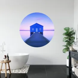 Fototapeta Okrągła Boathouse – Architektura nad Wodą i Przystań