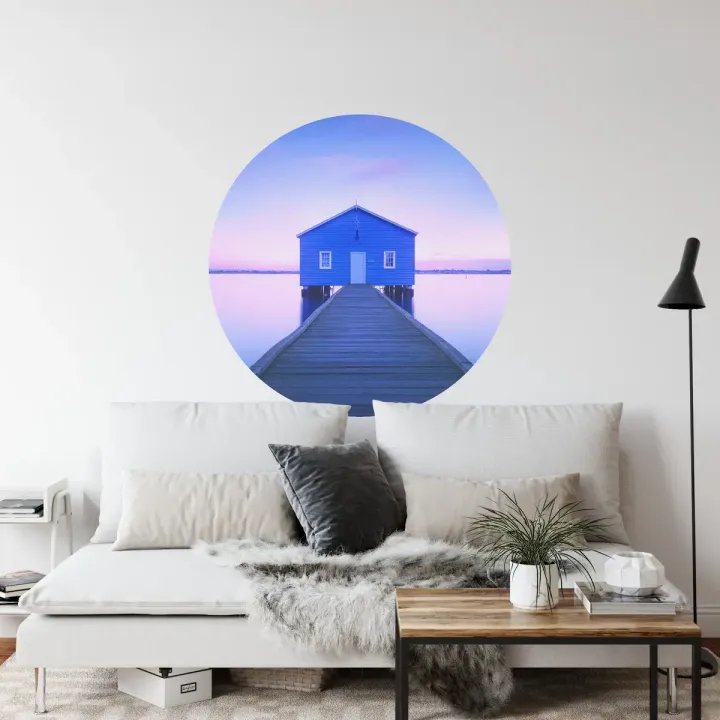 Fototapeta Okrągła Boathouse – Architektura nad Wodą i Przystań