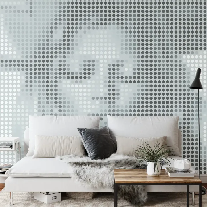 Fototapeta Kwadratowa Ikona Kate – Abstrakcja Geometryczna w Szarości