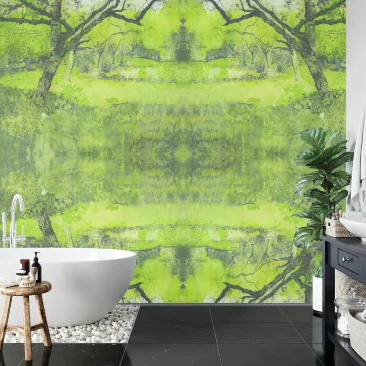 Fototapeta Kwadratowa Sad – Symetryczna Natura i Refleksje Wody