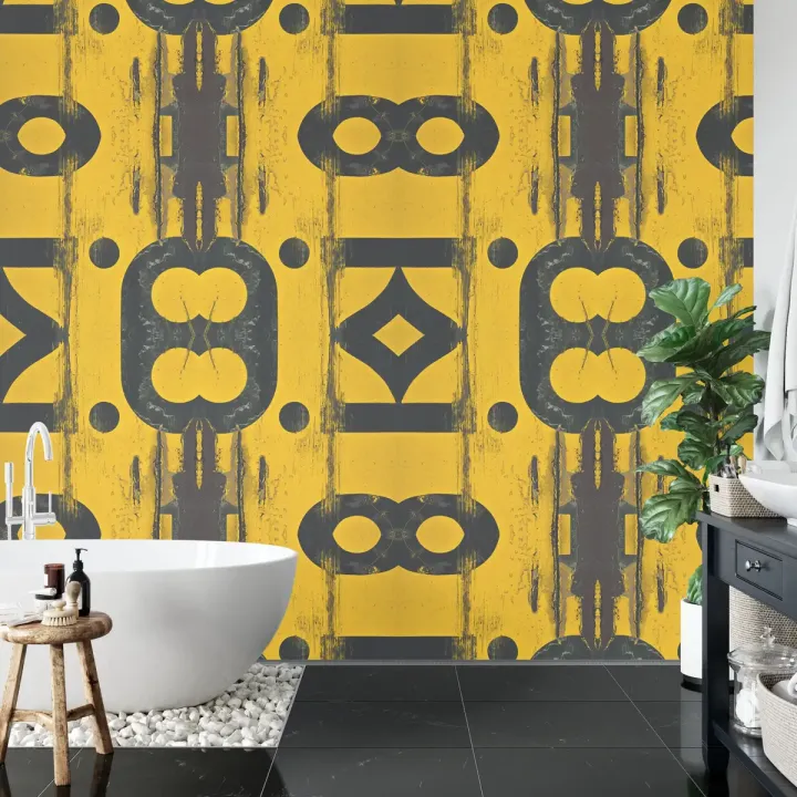 Fototapeta Abstrakcja Geometryczna – Industrialny Wzór z Żółtym Akcentem