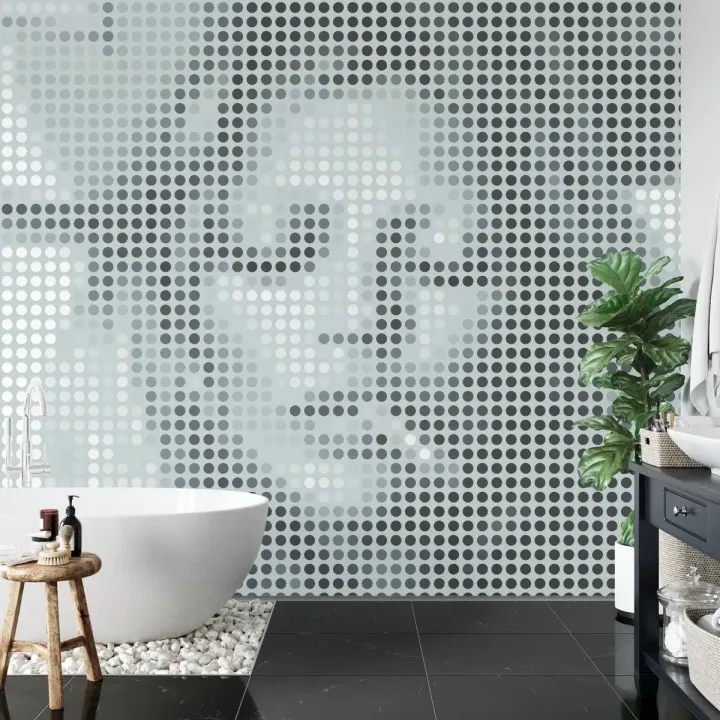 Fototapeta Kwadratowa Ikona Kate – Abstrakcja Geometryczna w Szarości