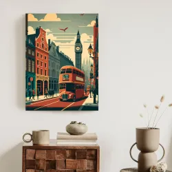 Plakat Londyn – Czerwony Autobus i Big Ben na Ulicy Miasta
