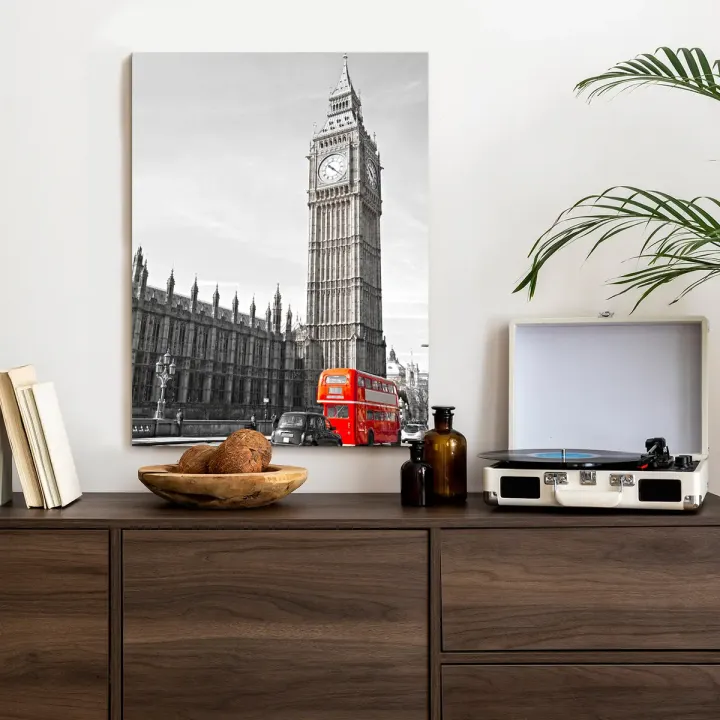 Plakat Londyn – Czerwony Autobus i Big Ben w Krajobrazie Miejskim