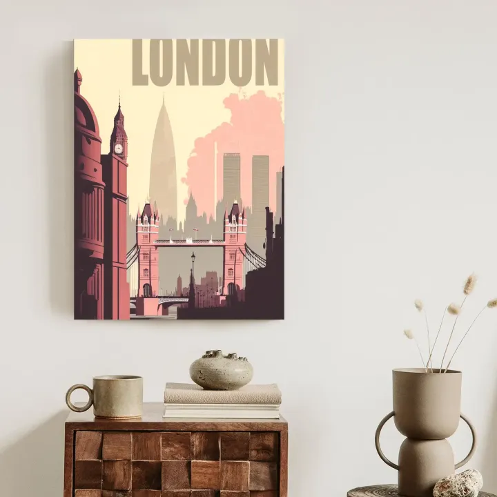 Plakat Londyn w Stylu Retro – Tower Bridge i Big Ben