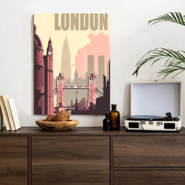 Plakat Londyn w Stylu Retro – Tower Bridge i Big Ben