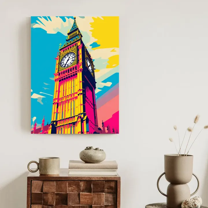 Plakat Kolorowy Big Ben – Ilustracja Architektury Londynu