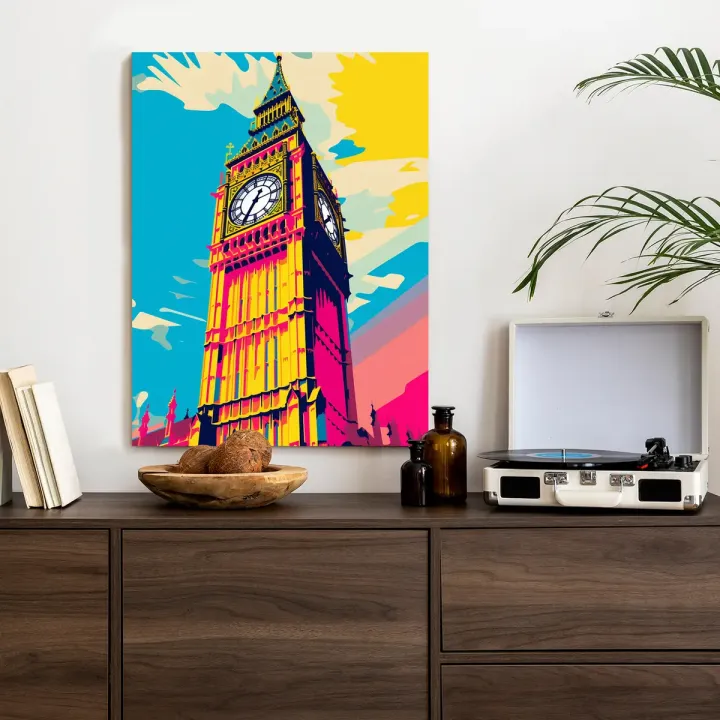 Plakat Kolorowy Big Ben – Ilustracja Architektury Londynu