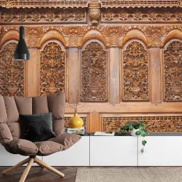 Fototapeta Roślinne Ornamenty – Sztuka Dekoracyjna w Stylu Etnicznym