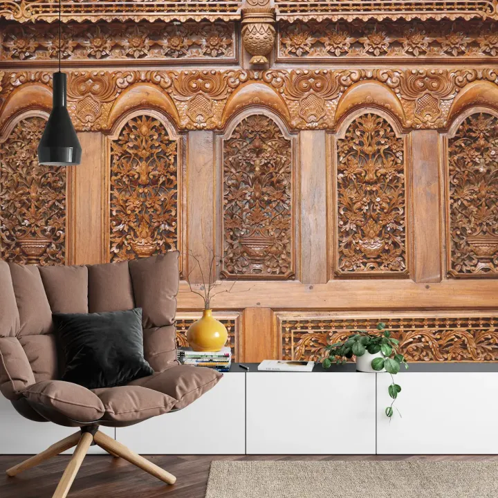 Fototapeta Roślinne Ornamenty – Sztuka Dekoracyjna w Stylu Etnicznym