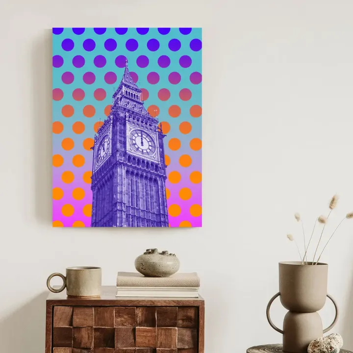 Plakat Big Ben – Londyn w Stylu Pop Art z Kropkami